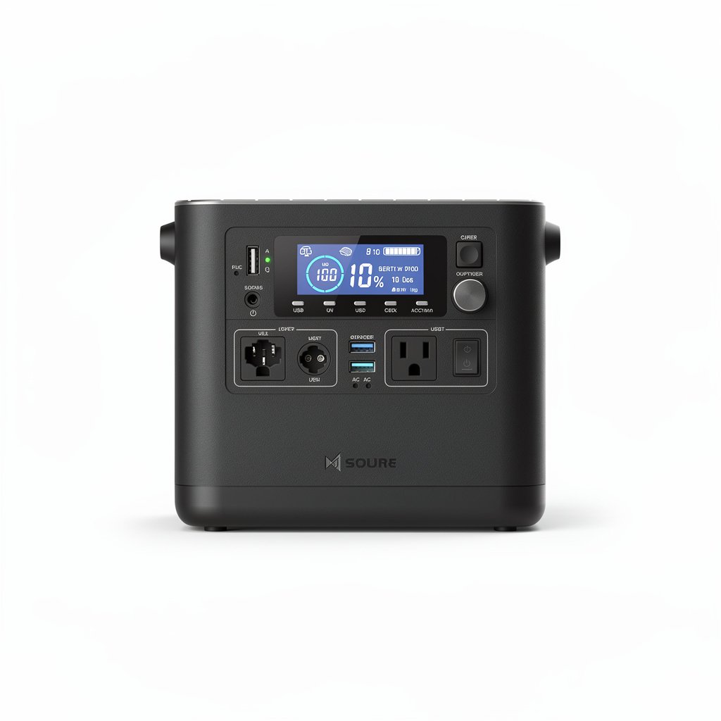 Portable solar power station with battery for home backup power