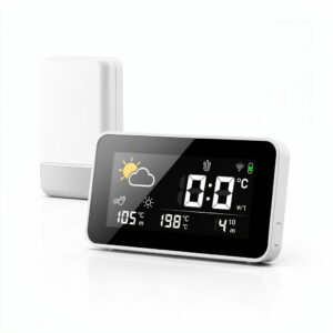 Smart home weather station with outdoor sensor and indoor display