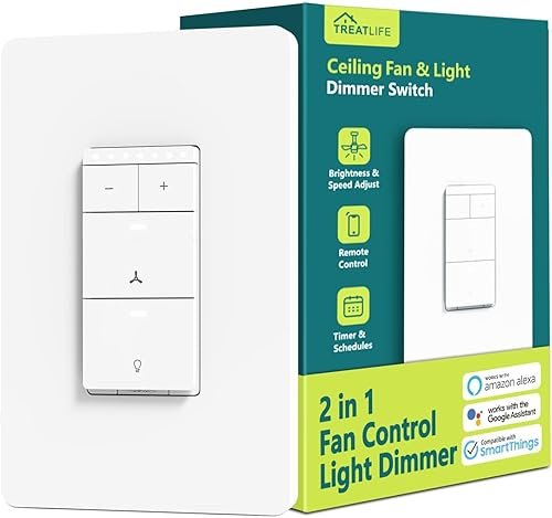 TREATLIFE Smart Ceiling Fan Control and Dimmer Light Switch - best wifi light switch