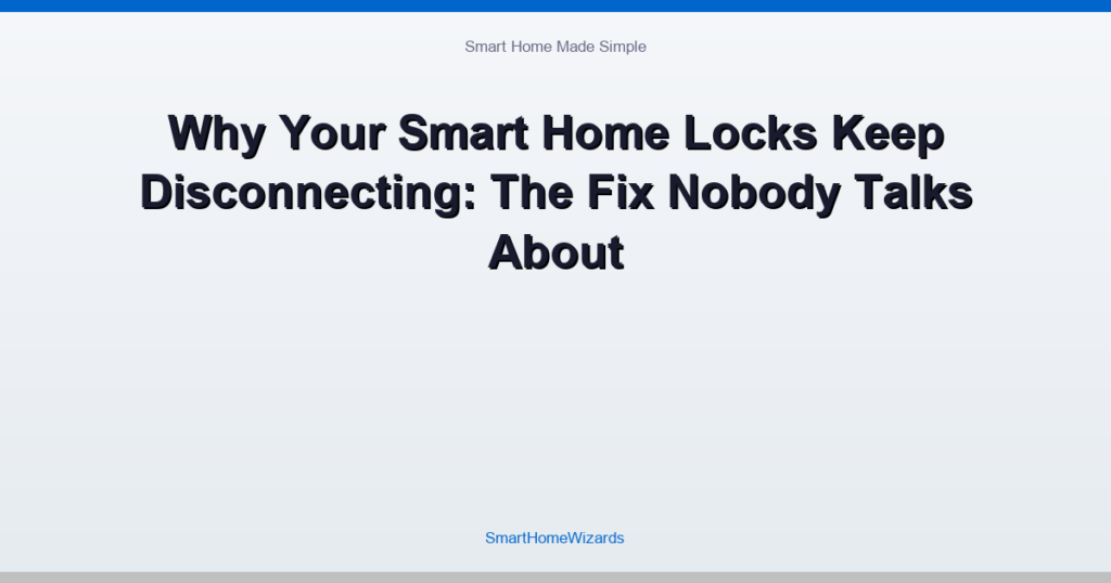 Why Your Smart Home Locks Keep Disconnecting: The Fix Nobody Talks About
